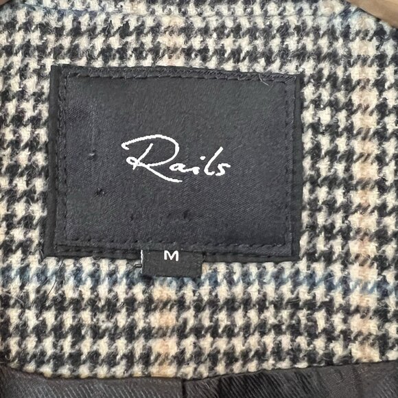 Rails Cody Houndstooth Check Double Breasted Blazer In Sand Ash Size Medium - Picture 6 of 13